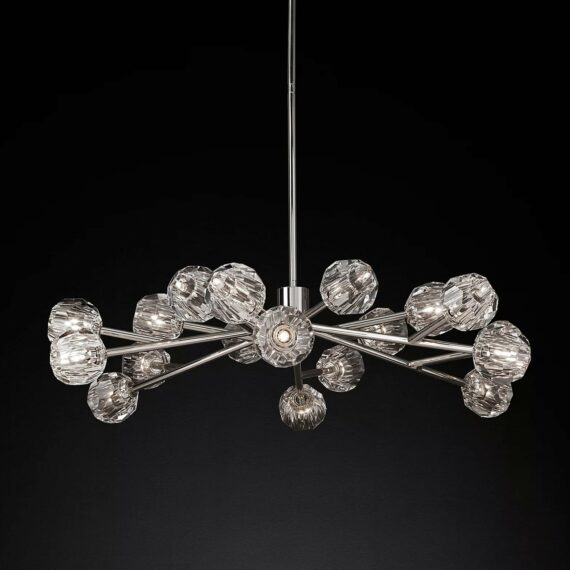 Boule De Cristal Glass Round Chandelier 48″, 18-Lights