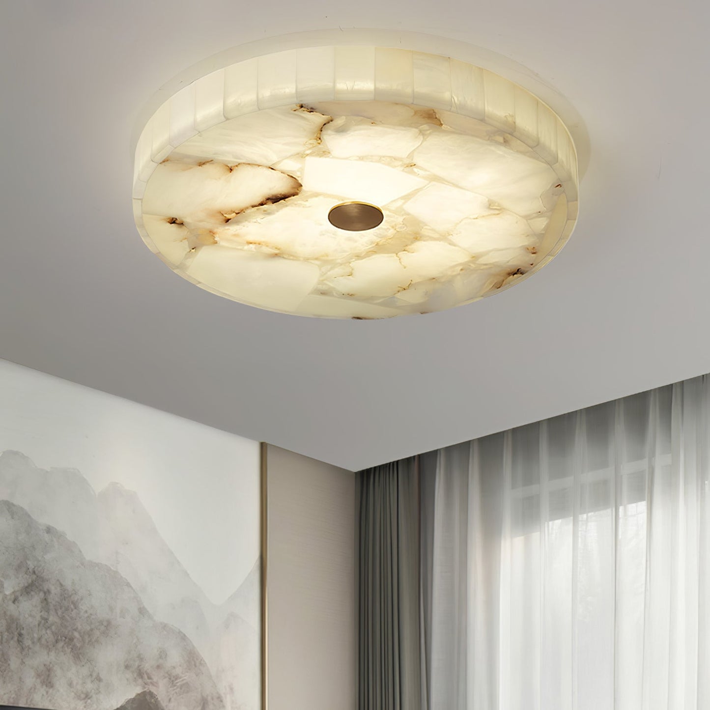 Round Alabaster Ceiling Lamp