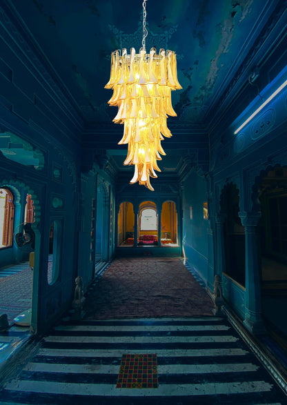 Petals Spiral Murano Amber Chandelier