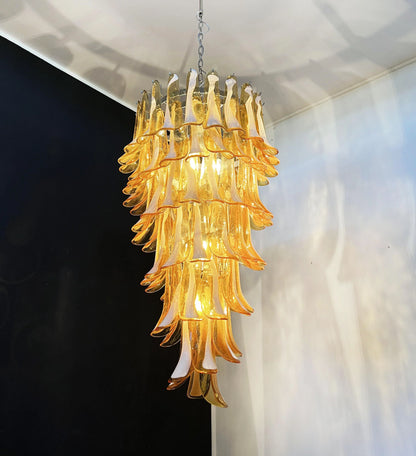 Petals Spiral Murano Amber Chandelier