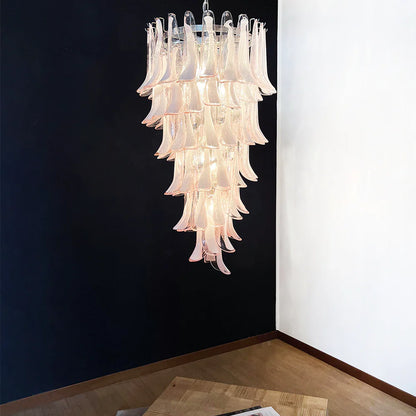 Petals Spiral Murano Pink Chandelier