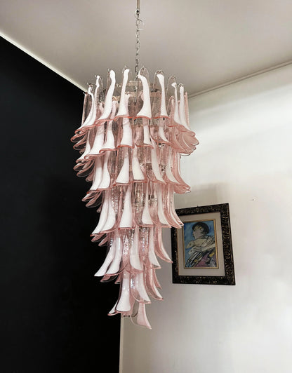 Petals Spiral Murano Pink Chandelier