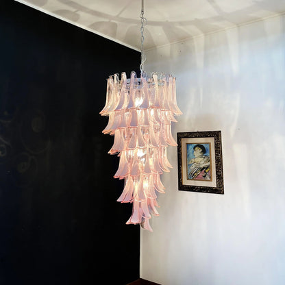 Petals Spiral Murano Pink Chandelier