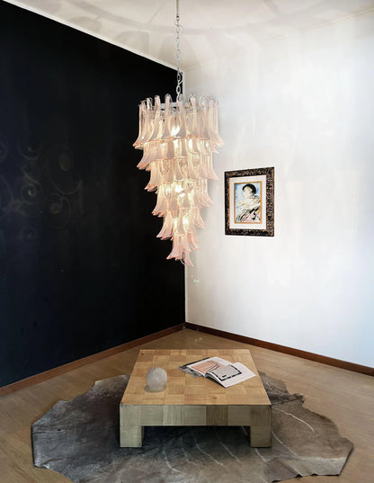 Petals Spiral Murano Pink Chandelier