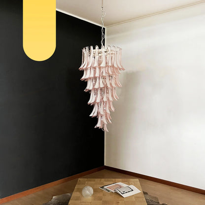 Petals Spiral Murano Pink Chandelier