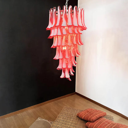 Petals Spiral Murano Red Chandelier