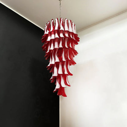 Petals Spiral Murano Red Chandelier