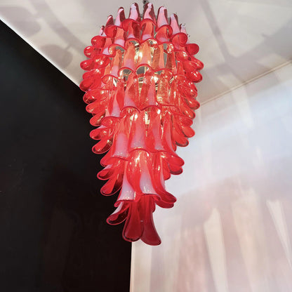 Petals Spiral Murano Red Chandelier