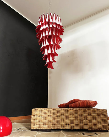 Petals Spiral Murano Red Chandelier