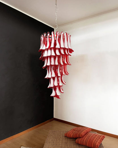 Petals Spiral Murano Red Chandelier