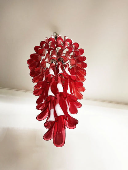 Petals Spiral Murano Red Chandelier