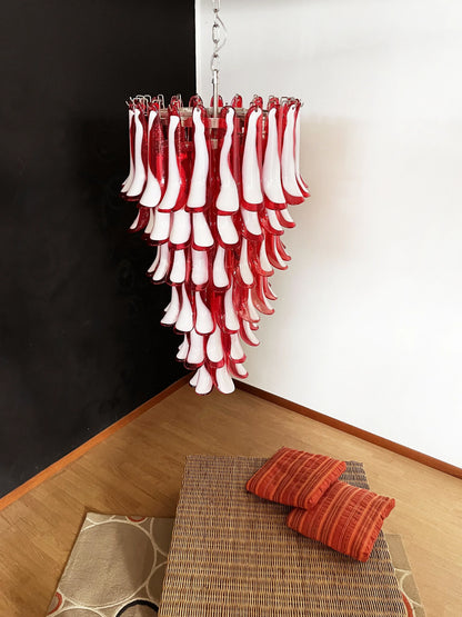 Petals Spiral Murano Red Chandelier