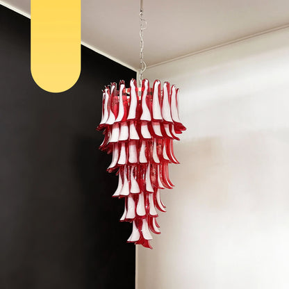 Petals Spiral Murano Red Chandelier