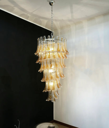 Petals Spiral Murano Transparent Chandelier