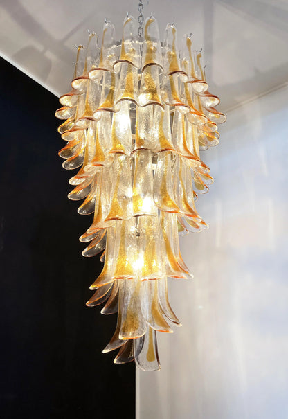Petals Spiral Murano Transparent Chandelier