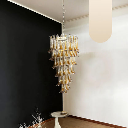 Petals Spiral Murano Transparent Chandelier
