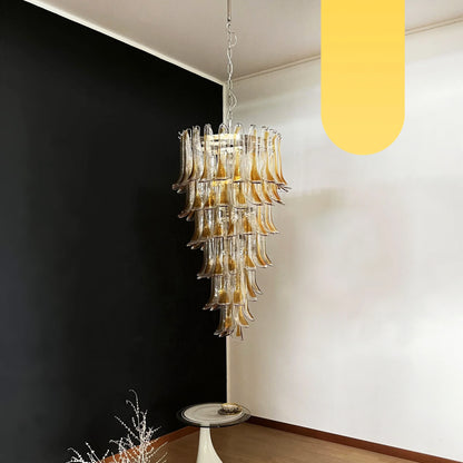 Petals Spiral Murano Transparent Chandelier