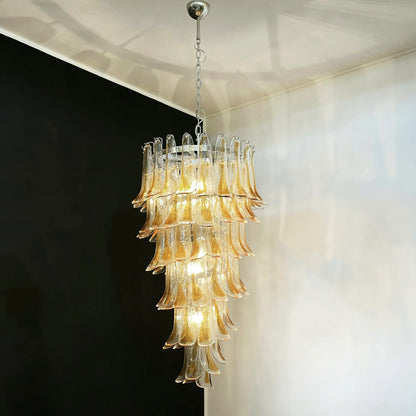Petals Spiral Murano Transparent Chandelier