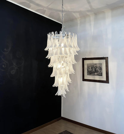 Petals Spiral Murano Transparent Chandelier