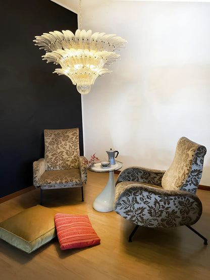 Beautifully Murano Palmette Transparent Chandelier