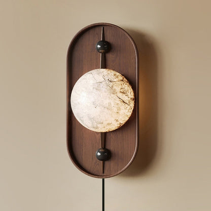 Bezel Alabaster Plug-in Wall Lamp