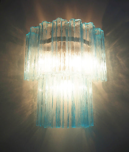 Blue Murano Glass Tube Wall Sconces
