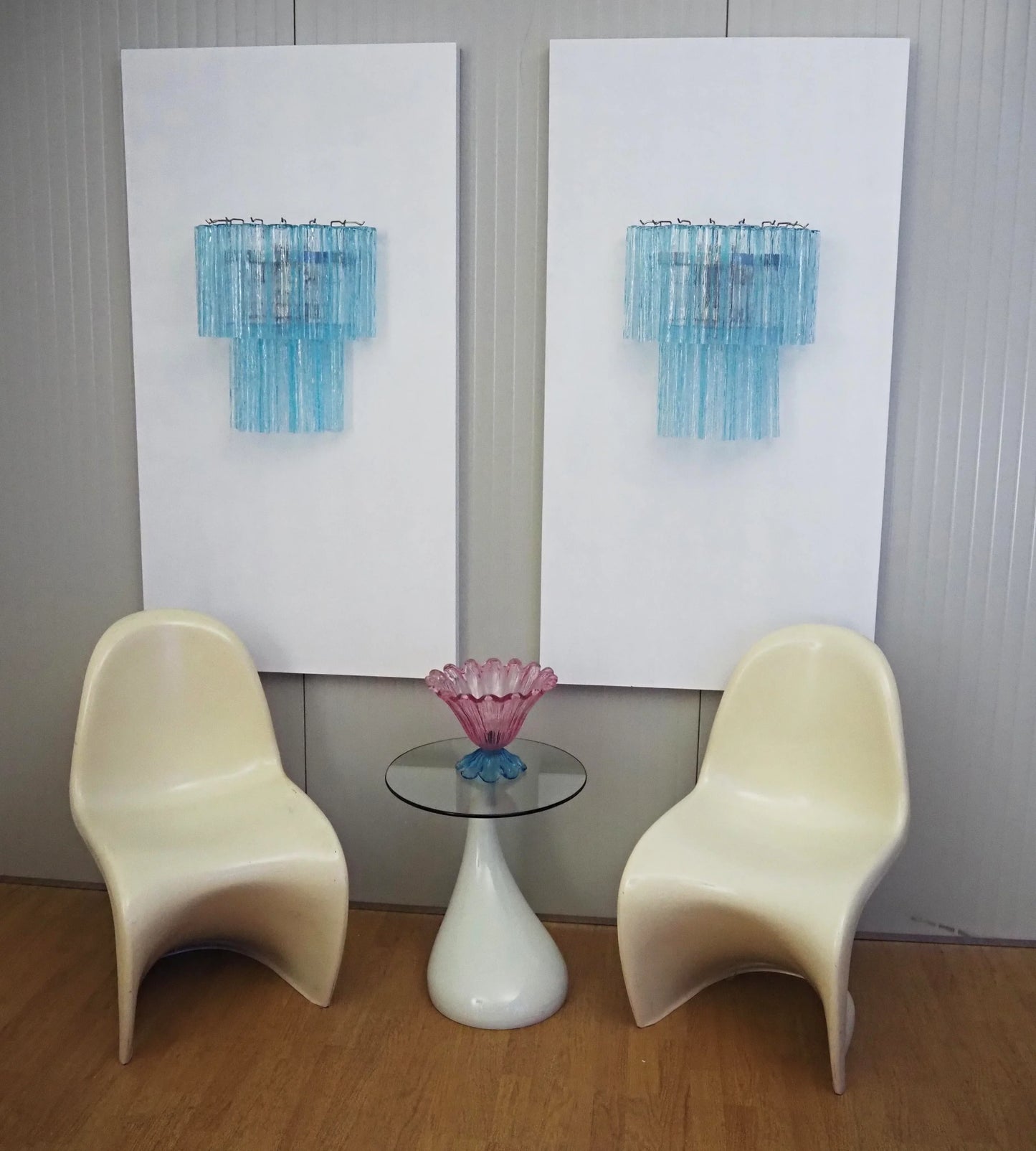 Blue Murano Glass Tube Wall Sconces