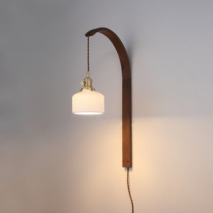 Curved Walnut Ceramic Wall Light