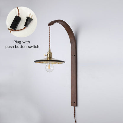 Curved Walnut Ceramic Wall Light