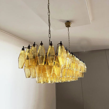 Elegant Amber Murano Poliedri Chandelier