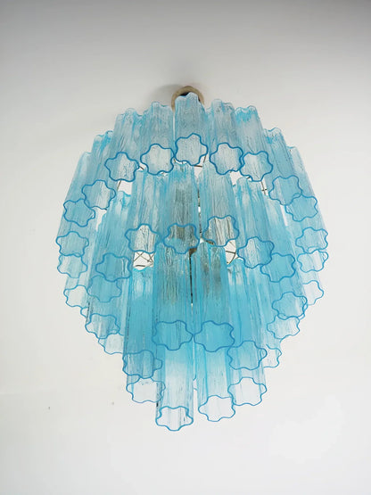 Elegant Blue Murano Glass Tube Chandelier