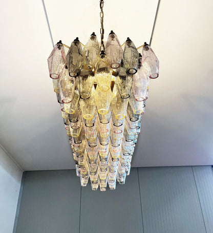 Elegant Multicolored Murano Poliedri Chandelier