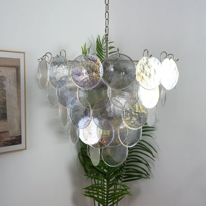 Elegant Murano Disc Iridescent Chandelier