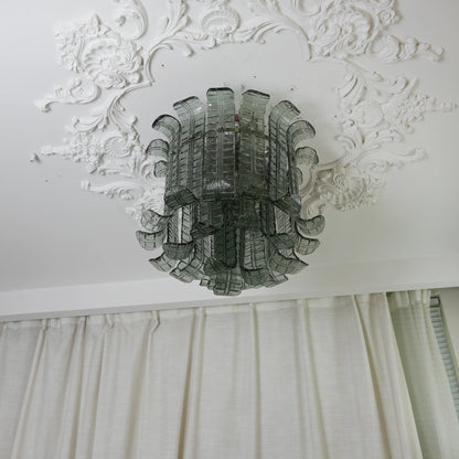 Elegant Murano Leaf Shaped Green Ceiling Lamp