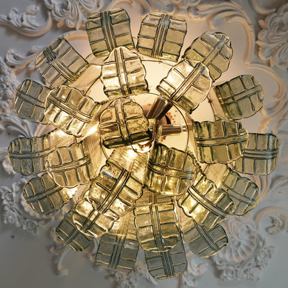 Elegant Murano Leaf Shaped Green Ceiling Lamp