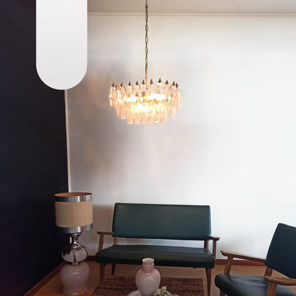 Poliedri Murano Pink Chandelier