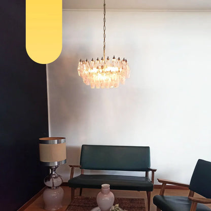 Poliedri Murano Pink Chandelier