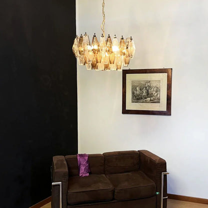Poliedri Murano Transparent Smoked Chandelier