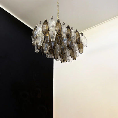 Poliedri Murano Transparent Smoked Chandelier