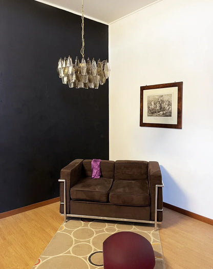 Poliedri Murano Transparent Smoked Chandelier