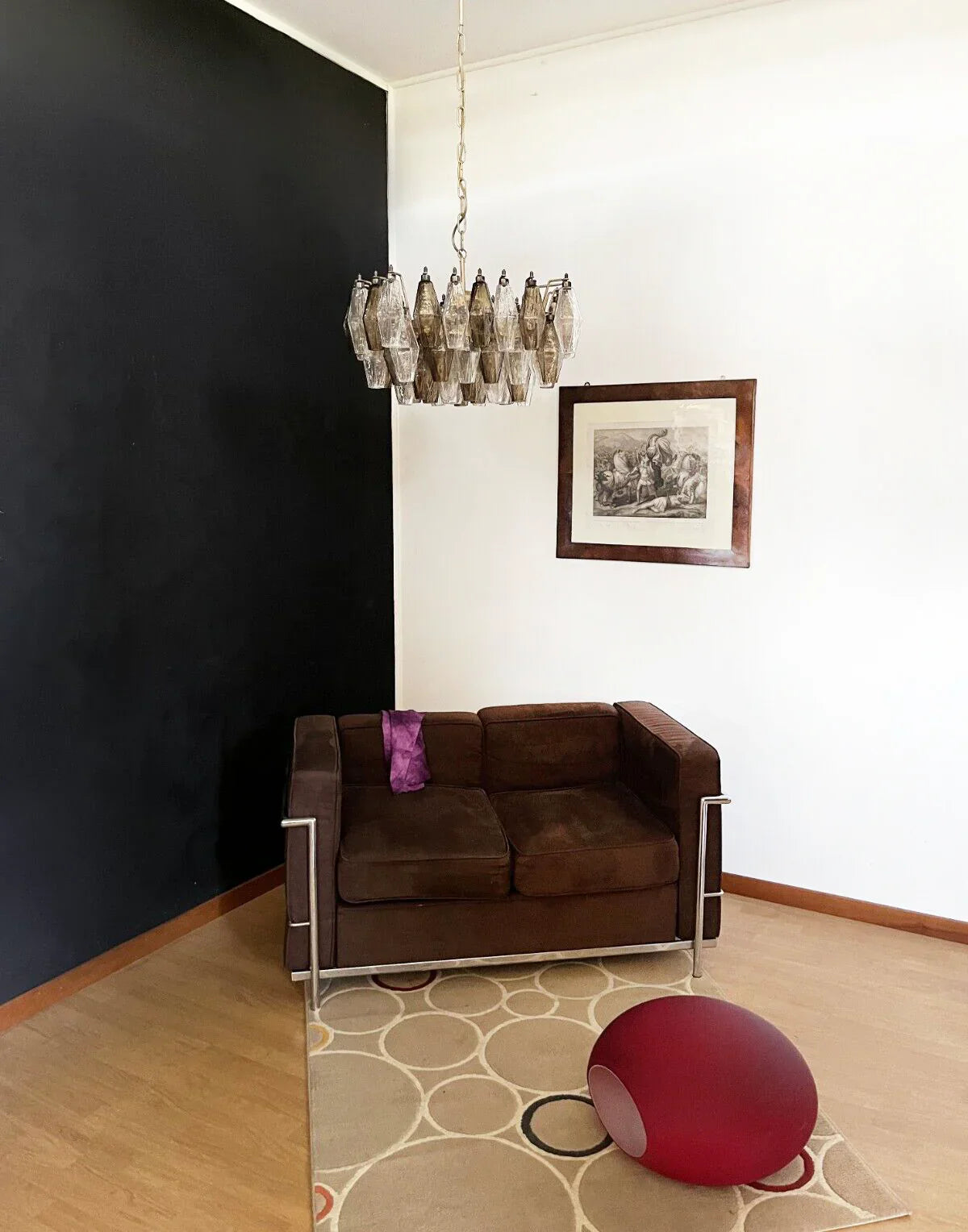 Poliedri Murano Transparent Smoked Chandelier
