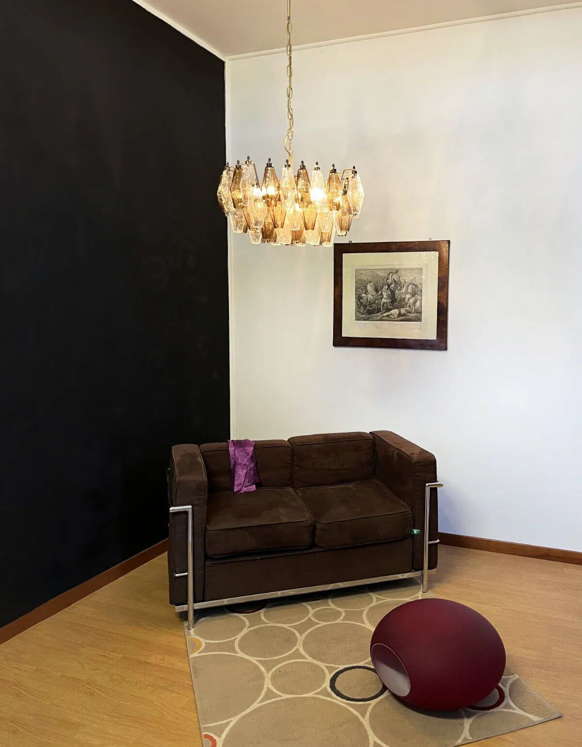 Poliedri Murano Transparent Smoked Chandelier
