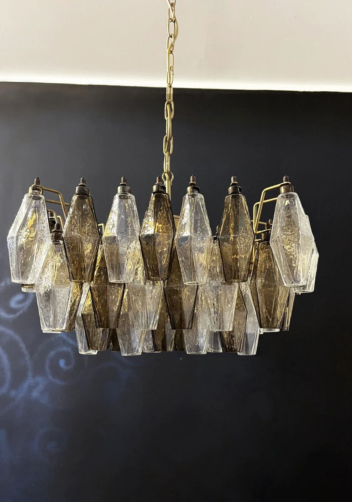 Poliedri Murano Transparent Smoked Chandelier
