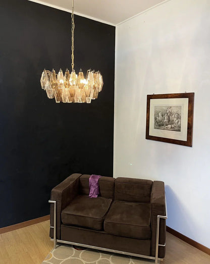 Poliedri Murano Transparent Smoked Chandelier