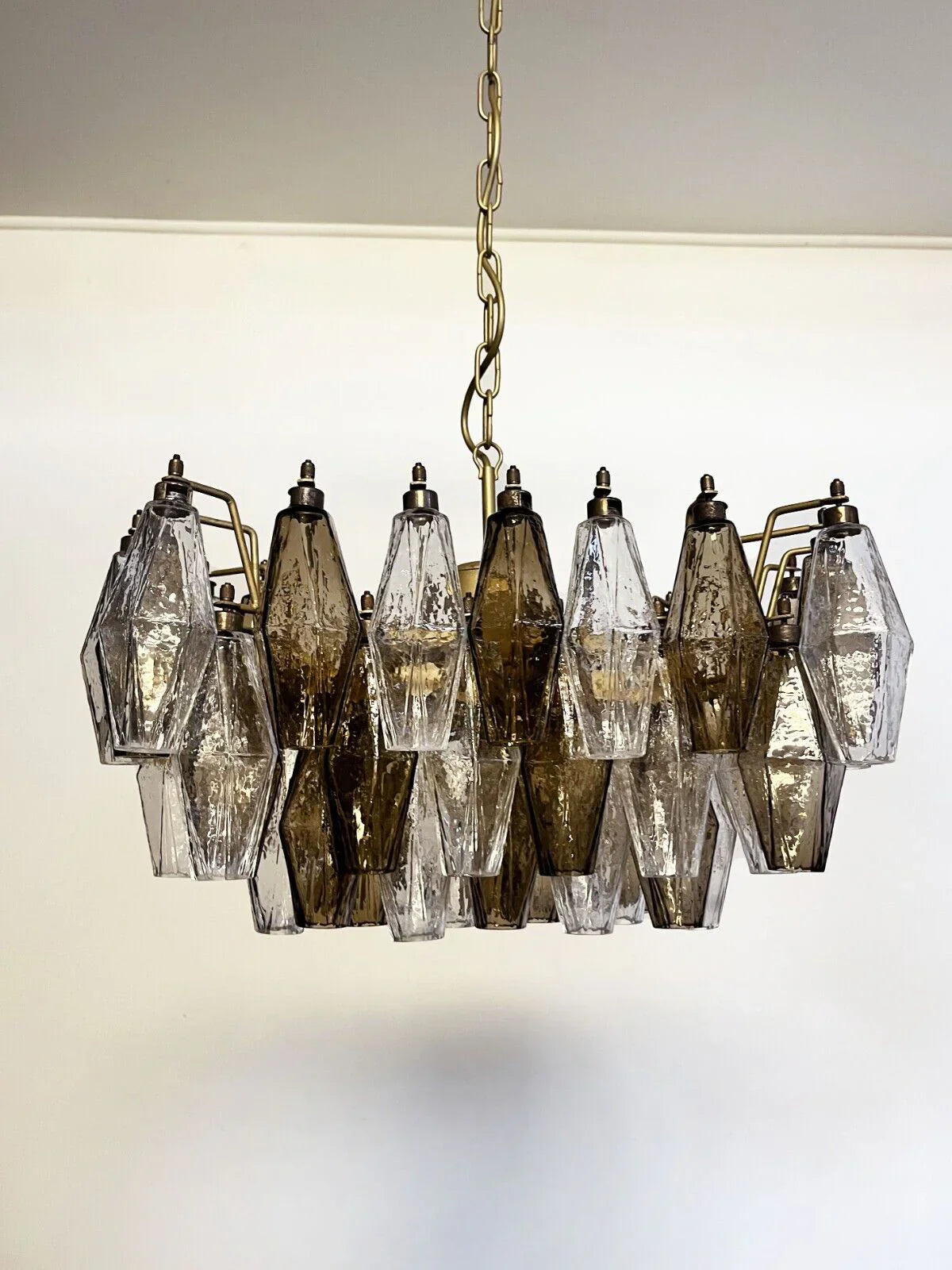 Poliedri Murano Transparent Smoked Chandelier