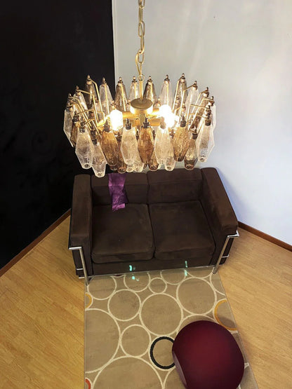 Poliedri Murano Transparent Smoked Chandelier