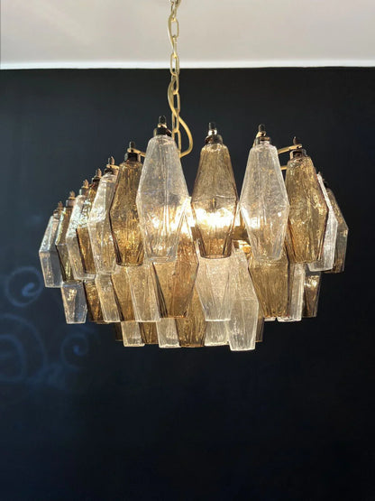 Poliedri Murano Transparent Smoked Chandelier