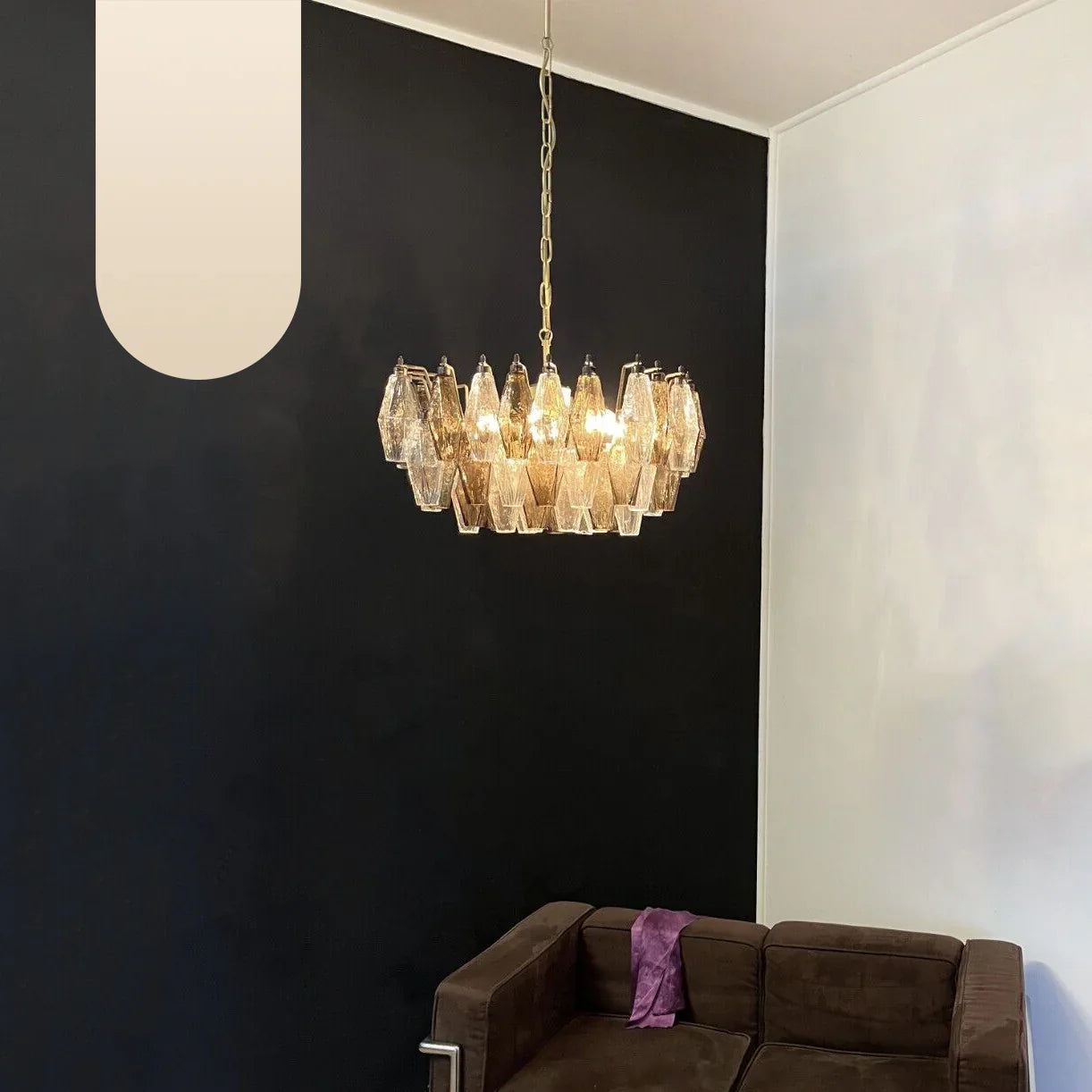 Poliedri Murano Transparent Smoked Chandelier