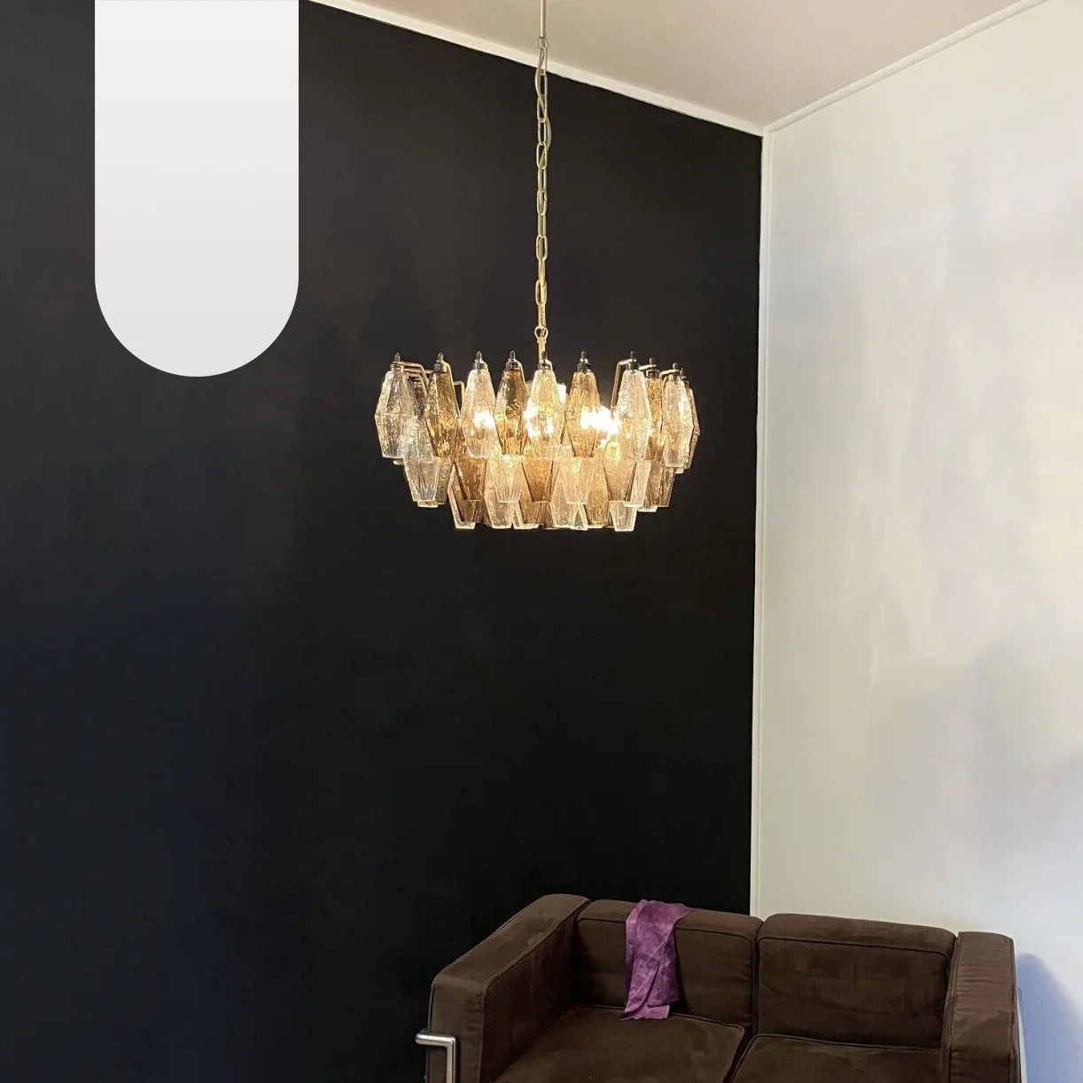Poliedri Murano Transparent Smoked Chandelier