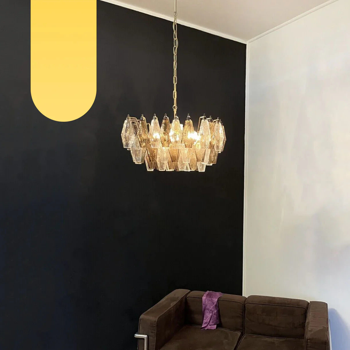 Poliedri Murano Transparent Smoked Chandelier
